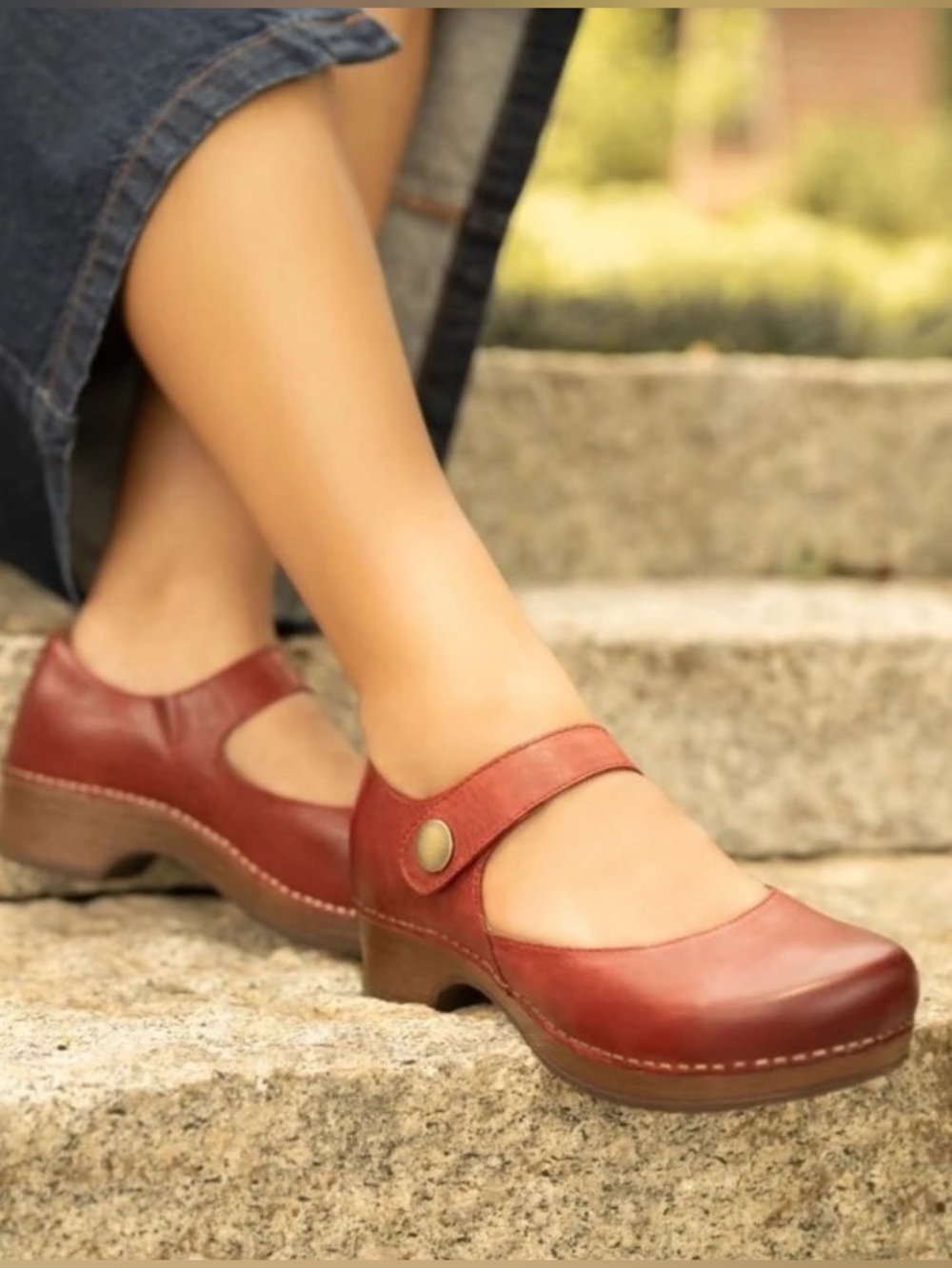 Dansko Beatrice Mary Jane Red Burnished Leather